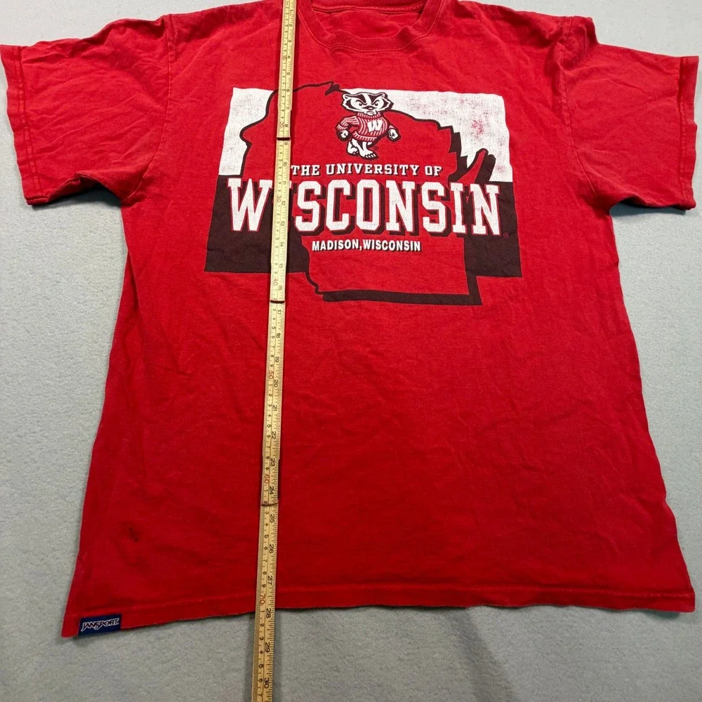 JanSport Wisconsin Madison T Shirt Red Bucky Badger Graphic Tee Men Size M / L